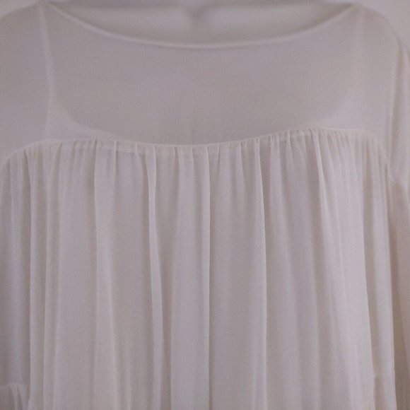 LACAUSA IVORY, CREAM SEASHELL TUNIC DRESS "W/ SLIP" ANTHROPOLOGIE - SMALL - Picture 3 of 6